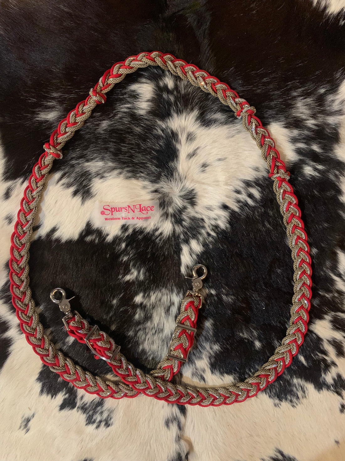 BLING REINS: RED AND CHEETAH 3 STRANDS OF BLING