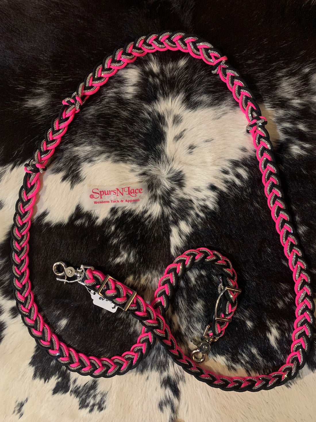 Bling Reins: Hot Pink and Black 3 Strands of Bling