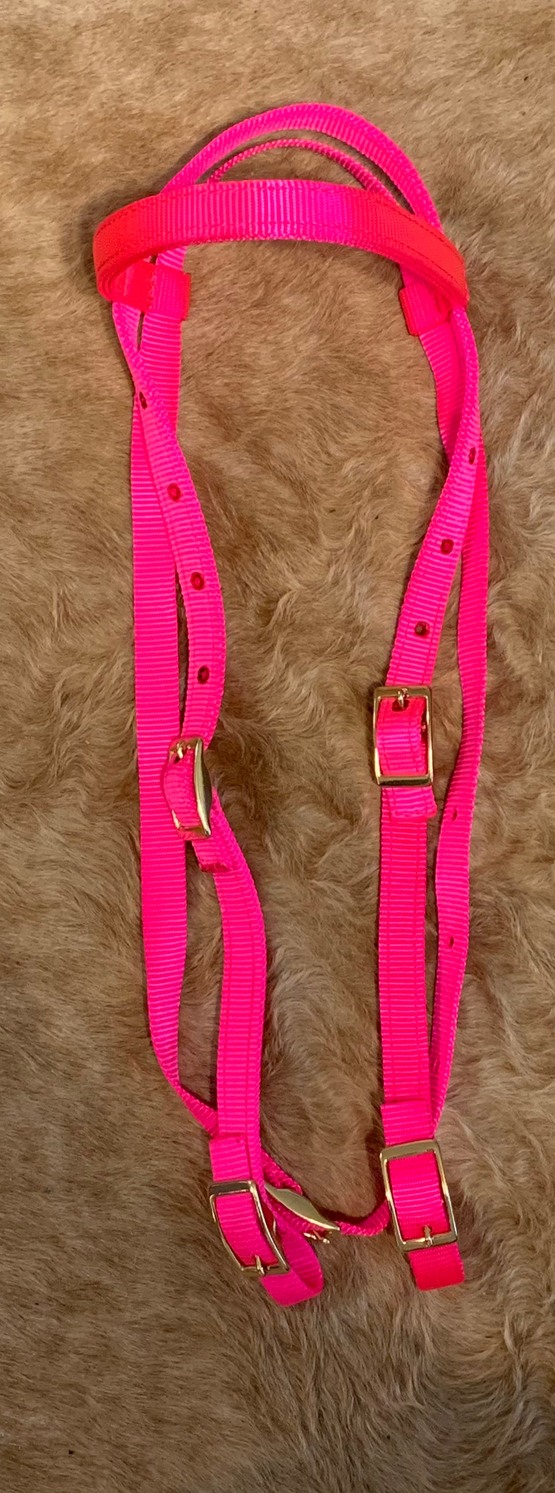 Browband Nylon Headstall with Buckle ends - HOT PINK