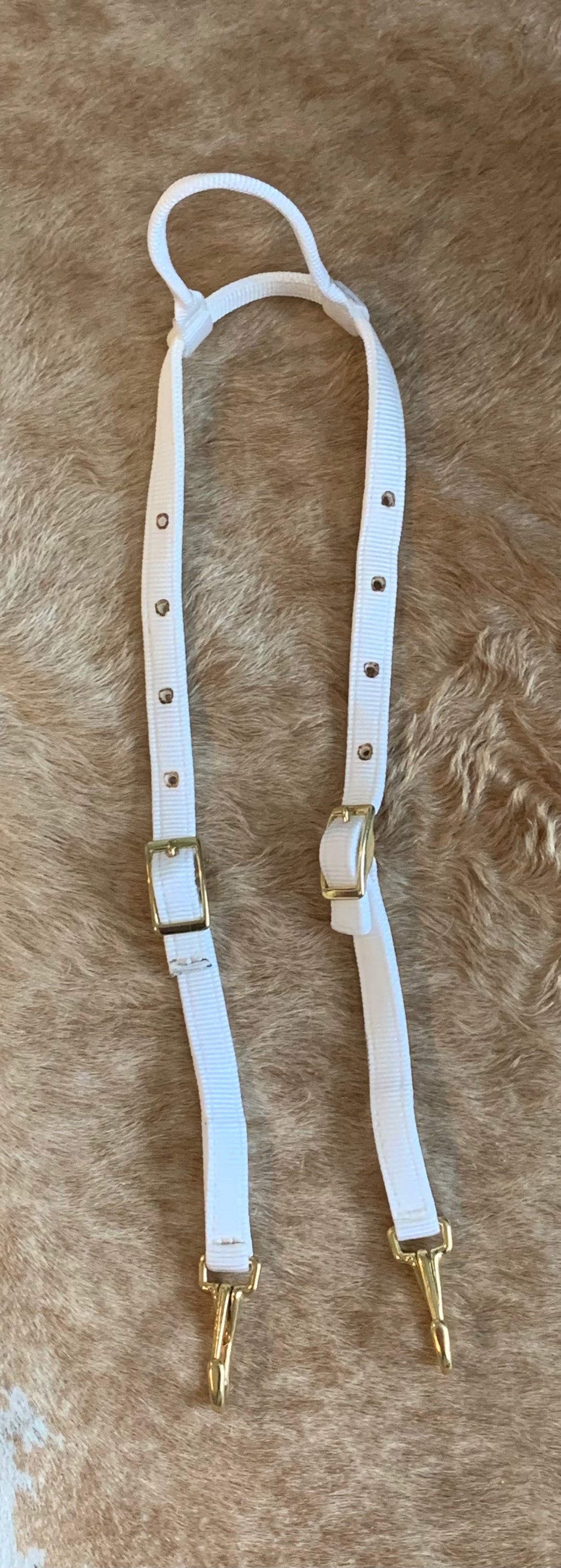 One Ear Nylon Headstall with Clip Ends - WHITE