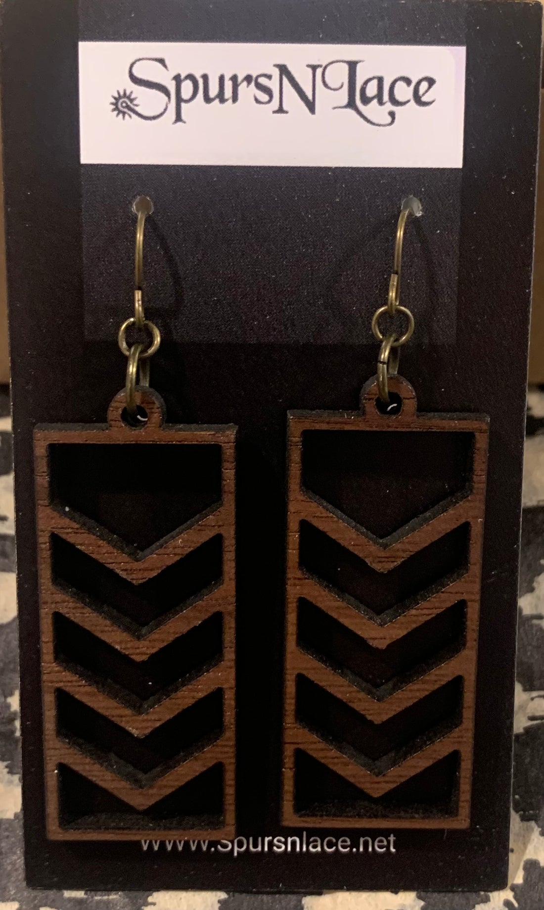 Earrings Handmade - Wood Rectangle arrow Design NE20