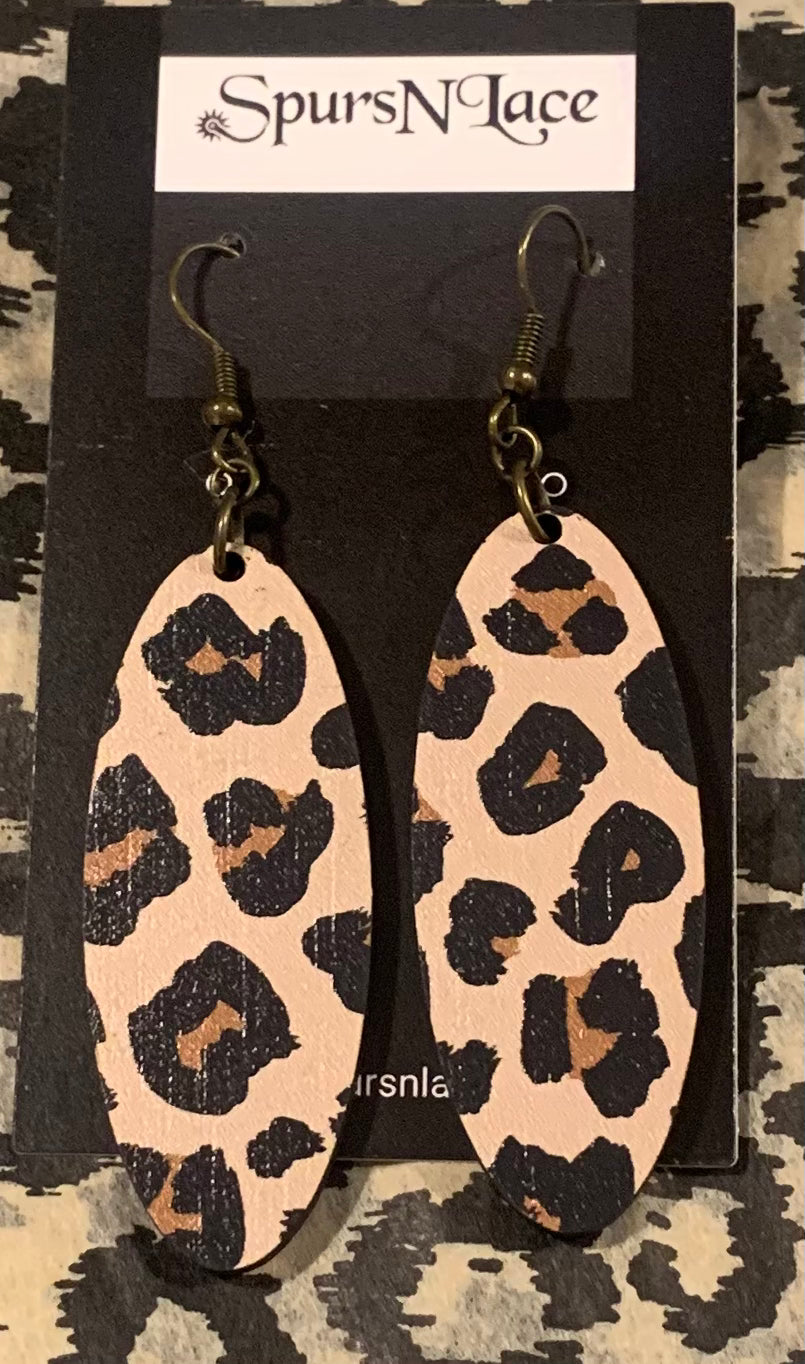 Earrings Handmade - Wood CHEETAH PRINT - NE3