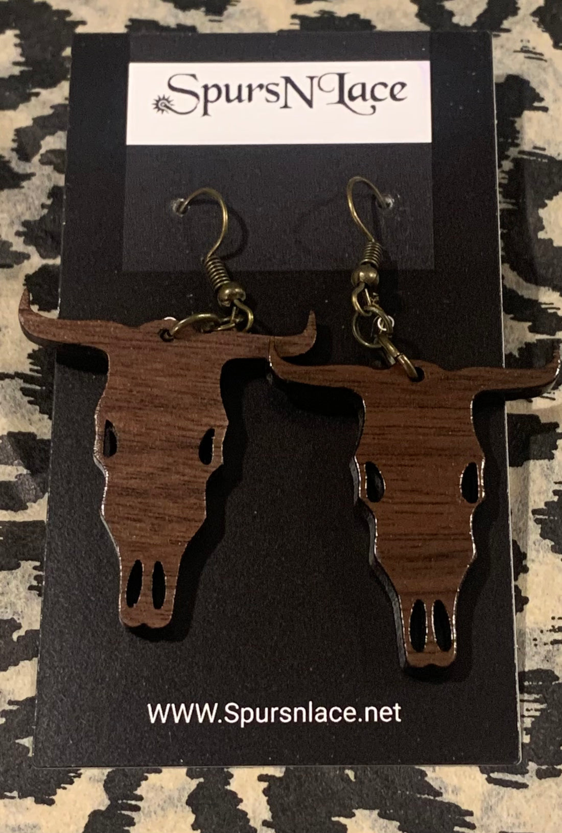 Earrings Handmade - Wood Steer Head No Engraving NE19