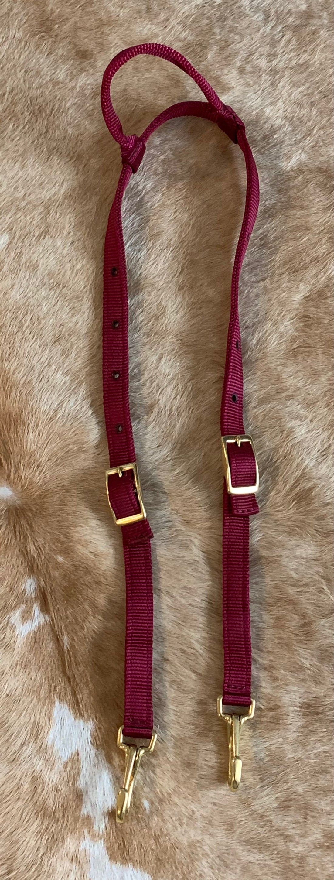 One Ear Nylon Headstall with Clip Ends - WINE
