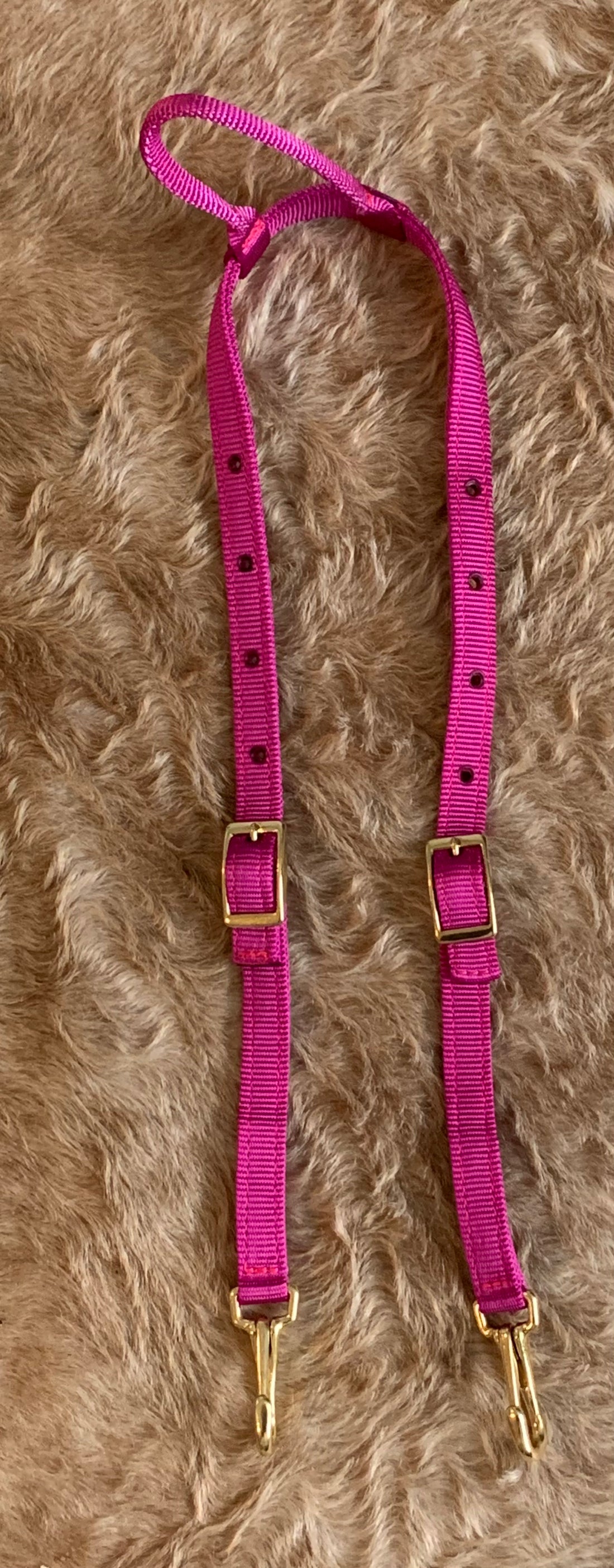 One Ear Nylon Headstall with Clip Ends - RASPBERRY