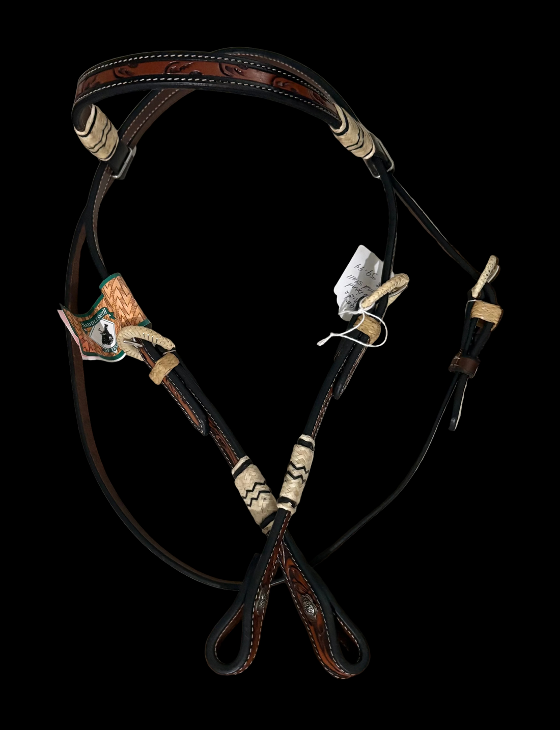 BROWBAND LEATHER/RAWHIDE HEADSTALL