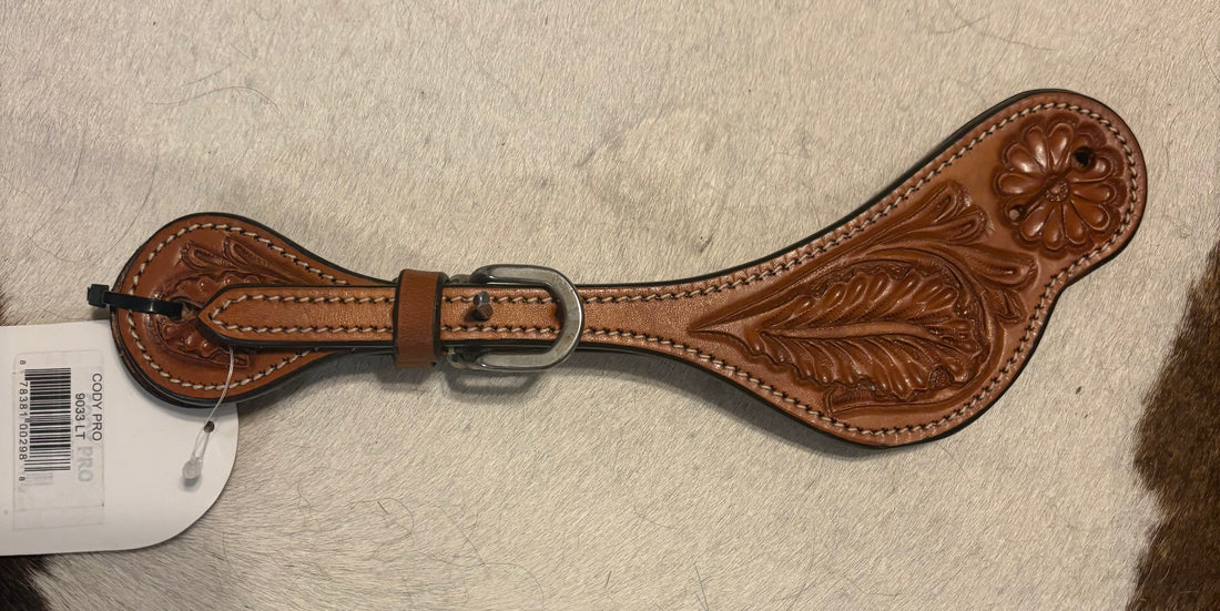 SPUR STRAPS- Light Leather tooled
