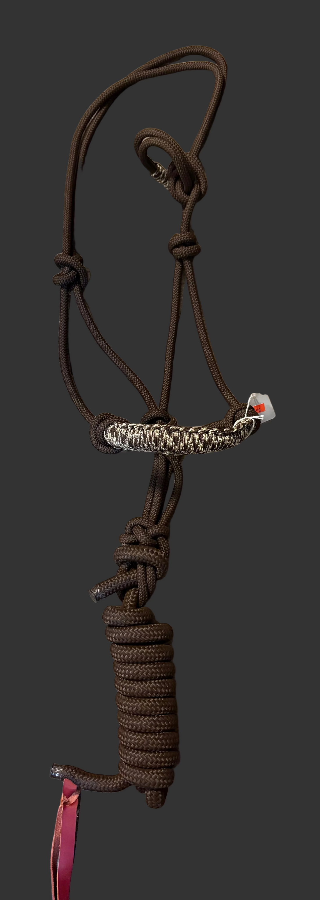 ROPE HALTER BROWN WITH TAN AND BROWN NOSEBAND