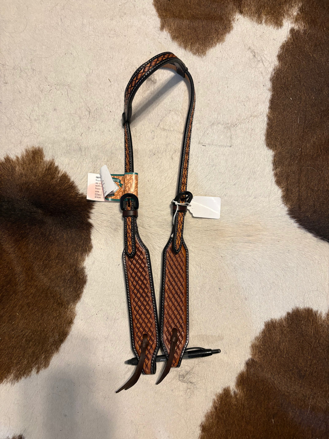 DIAMOND TOOLED ONE EAR LEATHER HEADSTALL