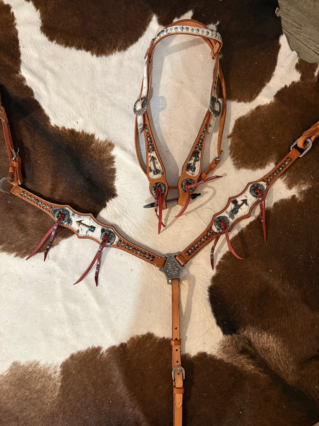 Tack Set- Leather Hair on hide with arrows