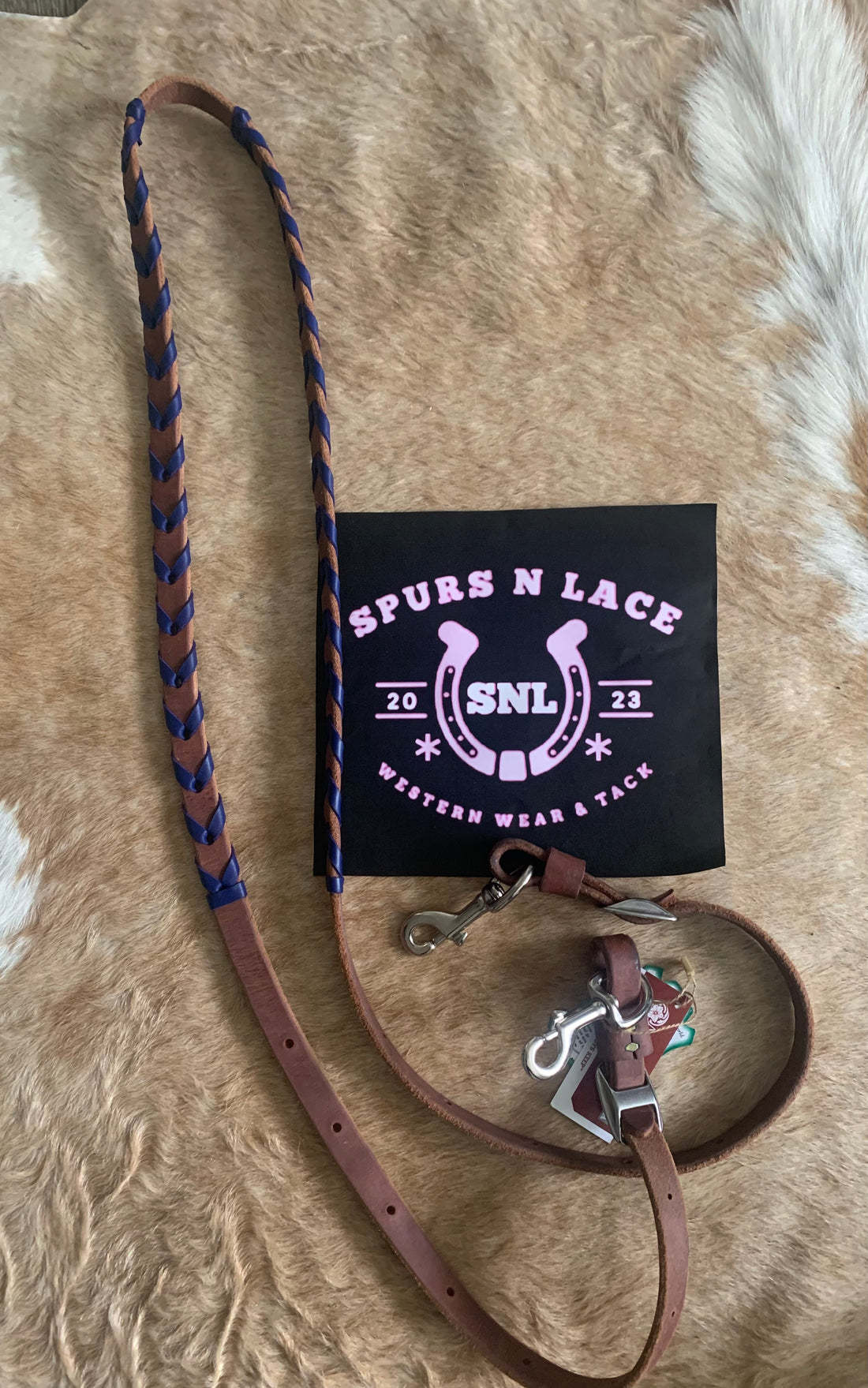 Leather Barrel Reins 5' Plait with latigo lacing Brown harness leather